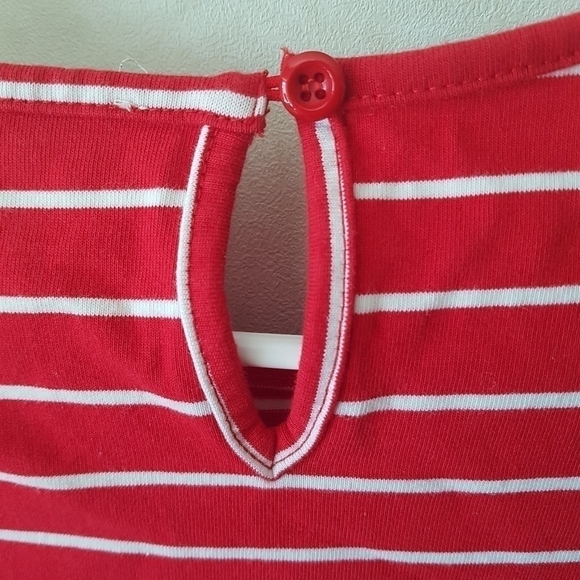 Beachlunchlounge Striped Short Sleeve Midi Shift Dress with Fringe - Picture 7 of 8